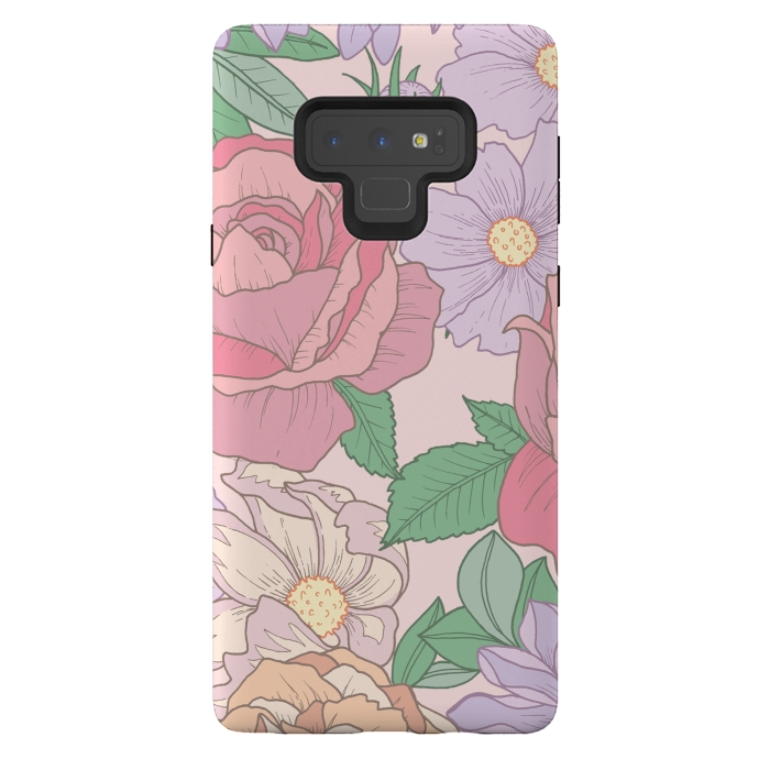 Galaxy Note 9 StrongFit Pink Summer Rose Floral Bouquet by Becky Starsmore