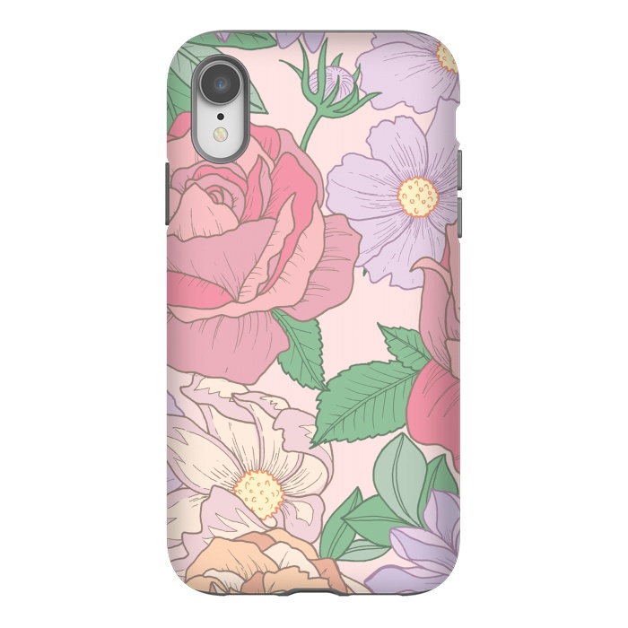 iPhone Xr StrongFit Pink Summer Rose Floral Bouquet by Becky Starsmore