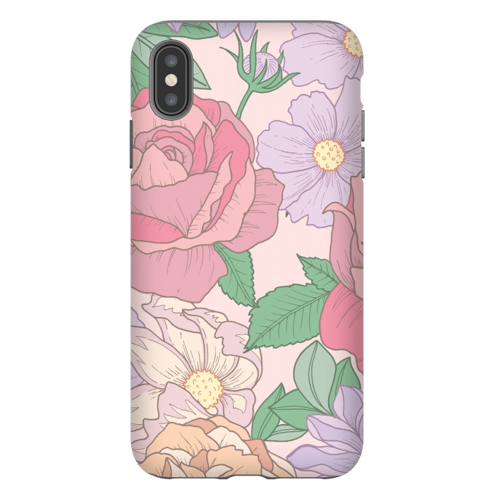 iPhone Xs Max StrongFit Pink Summer Rose Floral Bouquet by Becky Starsmore