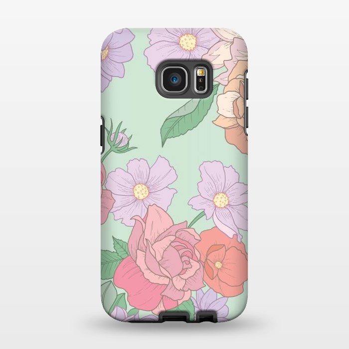 Galaxy S7 EDGE StrongFit Green Floral Bouquet Print by Becky Starsmore