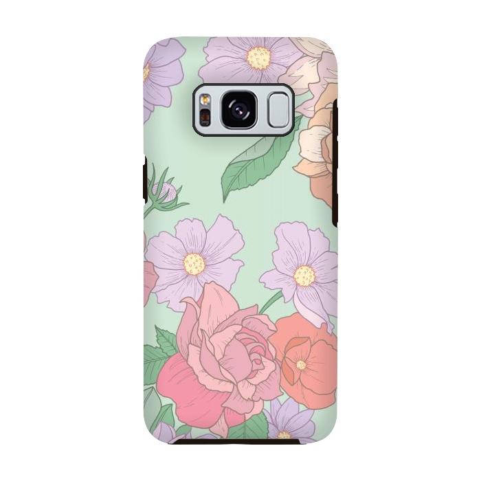 Galaxy S8 StrongFit Green Floral Bouquet Print by Becky Starsmore