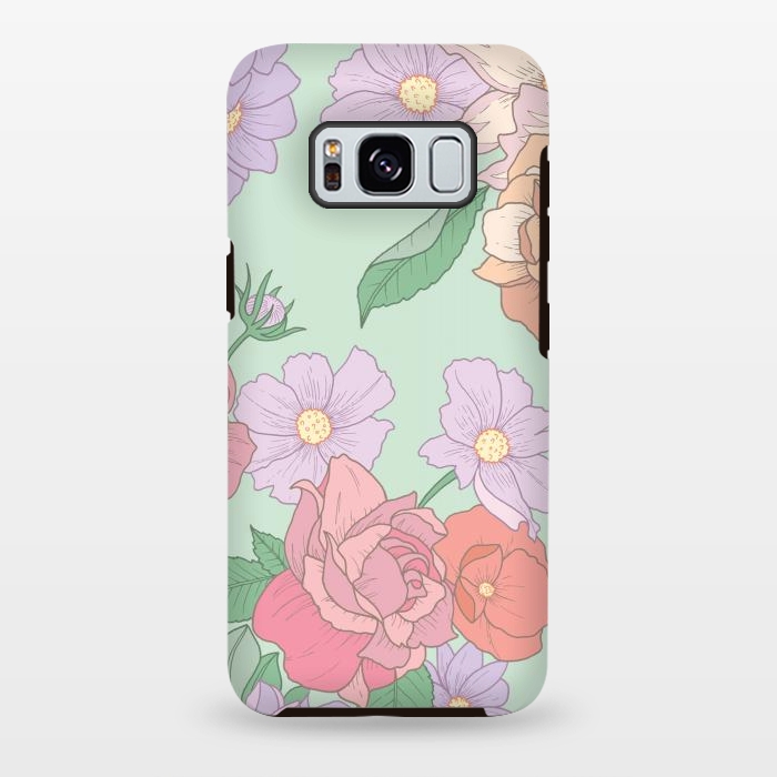 Galaxy S8 plus StrongFit Green Floral Bouquet Print by Becky Starsmore