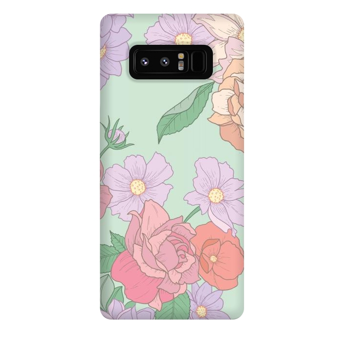 Galaxy Note 8 StrongFit Green Floral Bouquet Print by Becky Starsmore