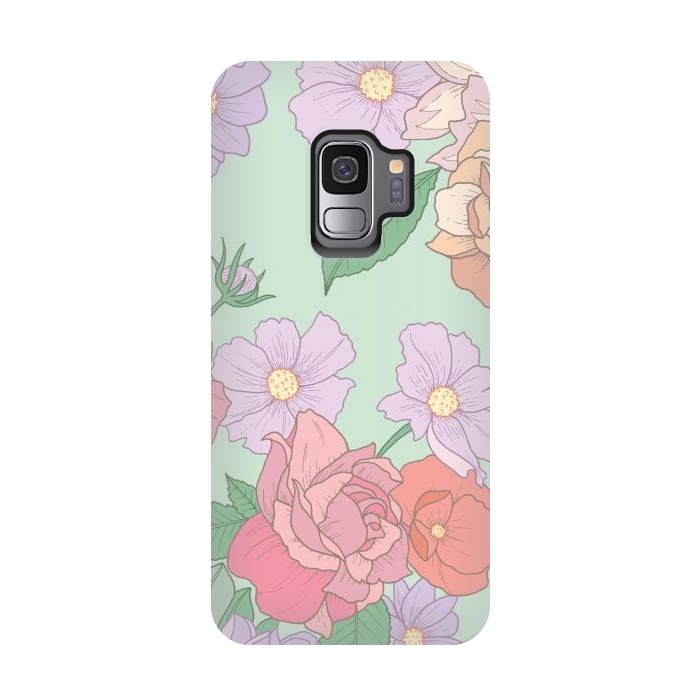 Galaxy S9 StrongFit Green Floral Bouquet Print by Becky Starsmore