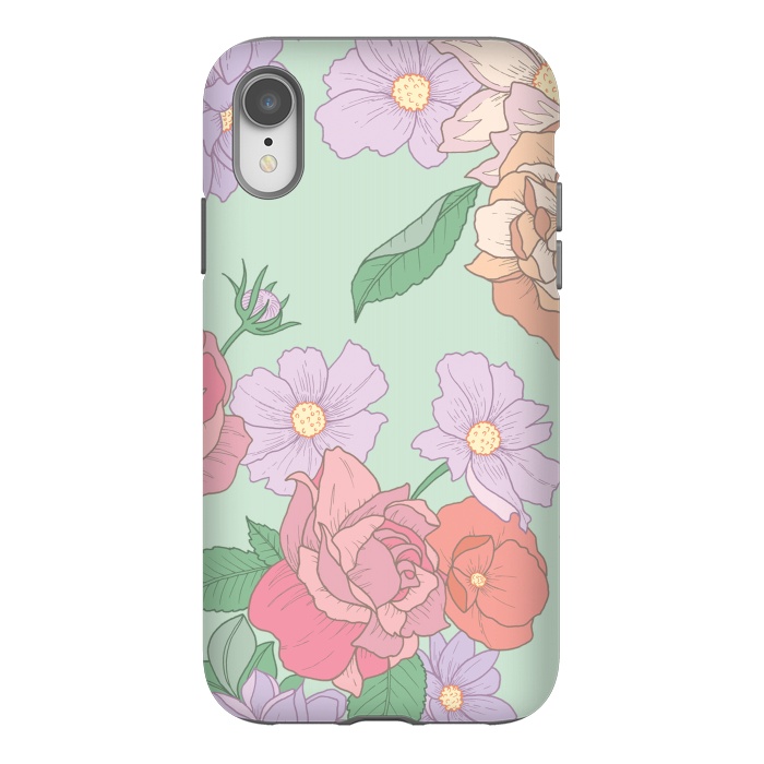 iPhone Xr StrongFit Green Floral Bouquet Print by Becky Starsmore