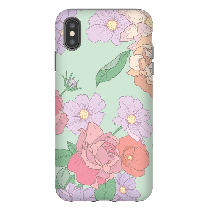 iPhone Xs Max StrongFit Green Floral Bouquet Print by Becky Starsmore