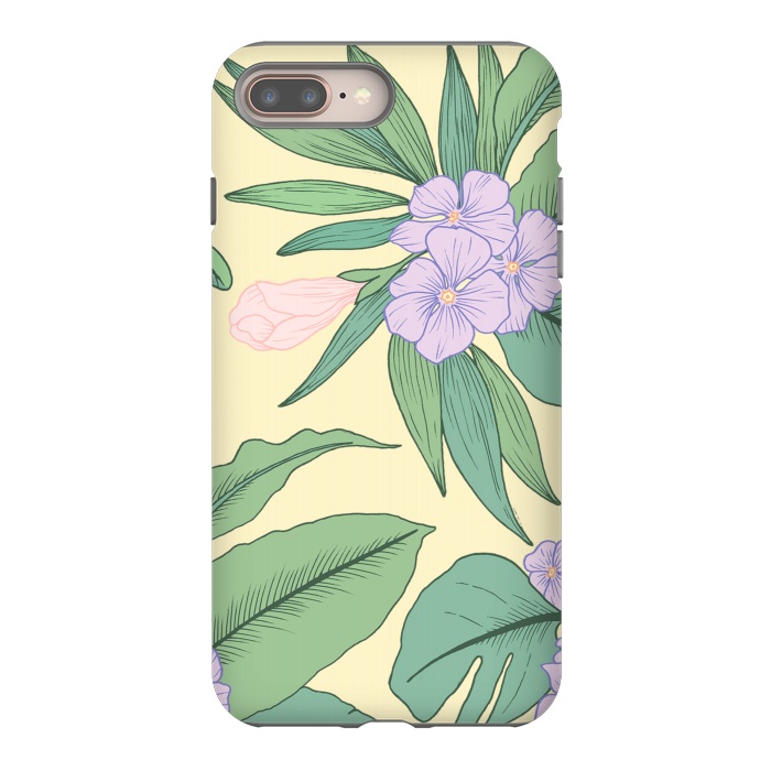 iPhone 7 plus StrongFit Yellow Tropical Floral Print by Becky Starsmore