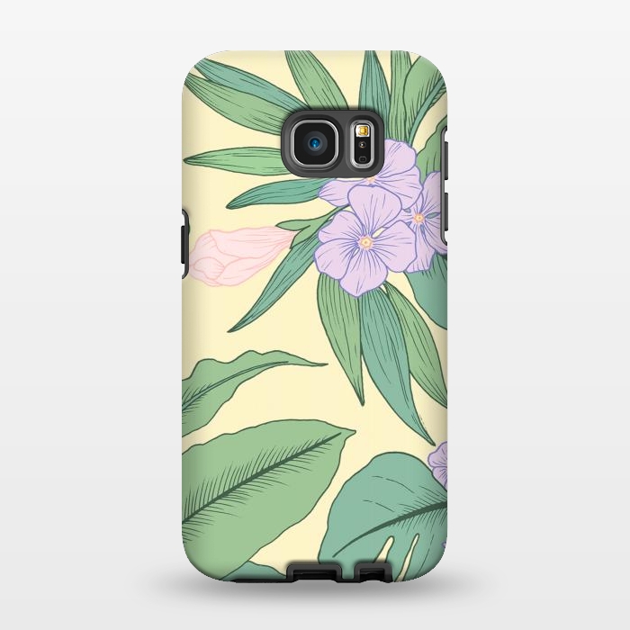 Galaxy S7 EDGE StrongFit Yellow Tropical Floral Print by Becky Starsmore