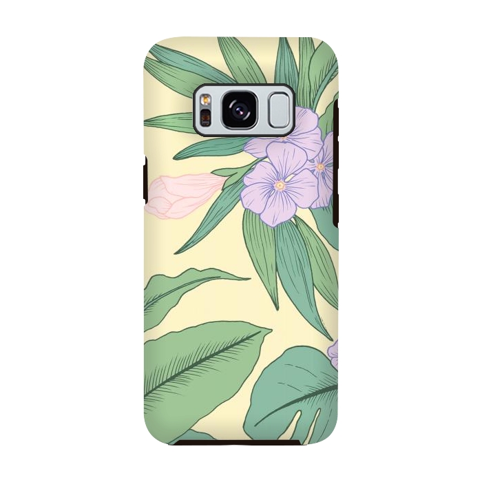 Galaxy S8 StrongFit Yellow Tropical Floral Print by Becky Starsmore