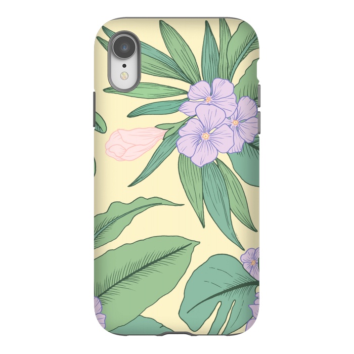 iPhone Xr StrongFit Yellow Tropical Floral Print by Becky Starsmore