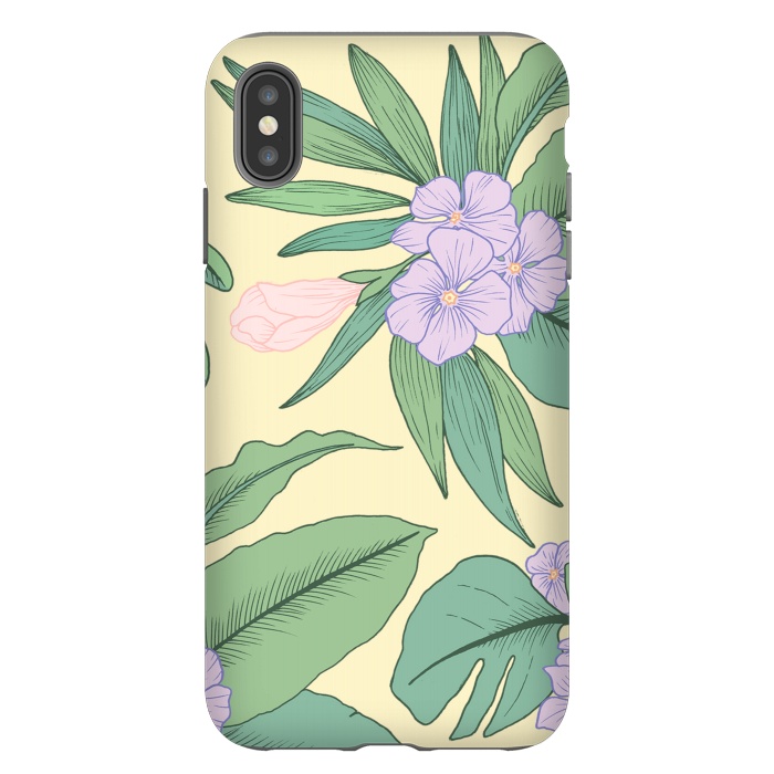 iPhone Xs Max StrongFit Yellow Tropical Floral Print by Becky Starsmore