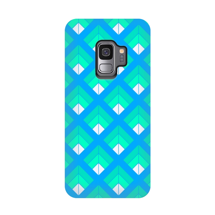 Galaxy S9 StrongFit BLUE GREEN DIAMOND PATTERN by MALLIKA