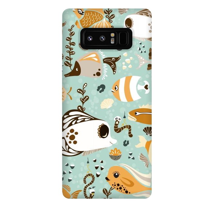 Galaxy Note 8 StrongFit Funny Fish in Orange and Brown by Paula Ohreen
