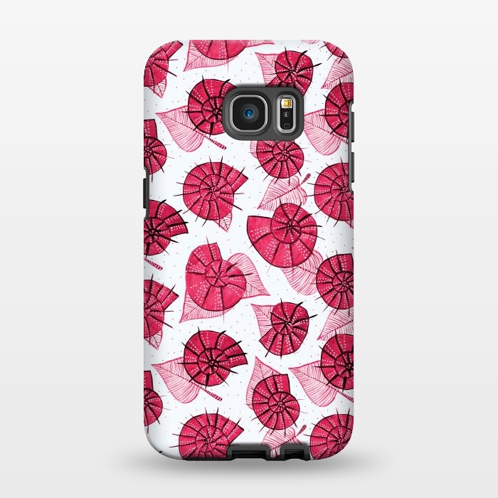 Galaxy S7 EDGE StrongFit Pink Snails And LeavesPattern by Boriana Giormova