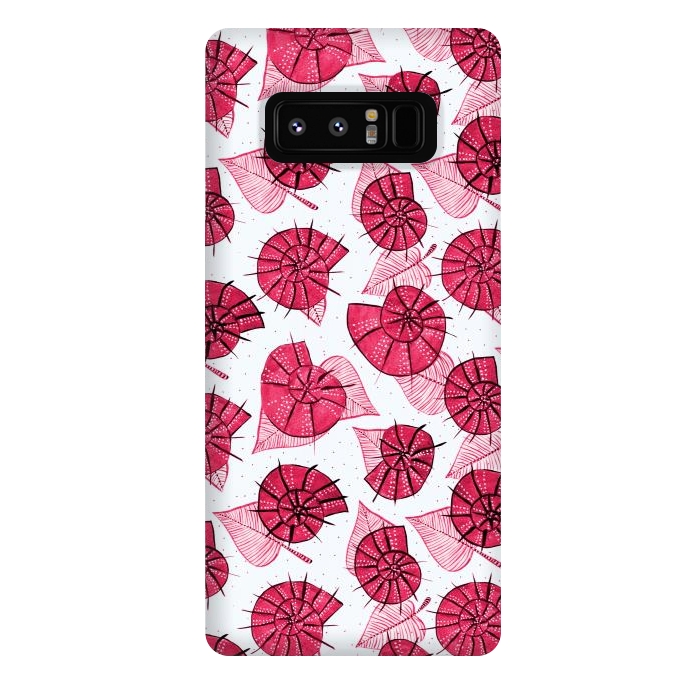 Galaxy Note 8 StrongFit Pink Snails And LeavesPattern by Boriana Giormova
