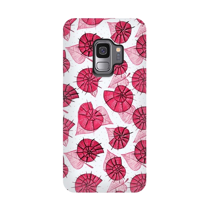 Galaxy S9 StrongFit Pink Snails And LeavesPattern by Boriana Giormova