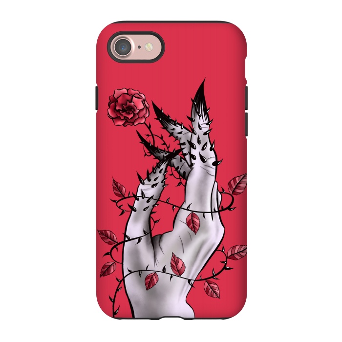 iPhone 7 StrongFit Deformed Hand With Thorns And Rose Horror Art by Boriana Giormova