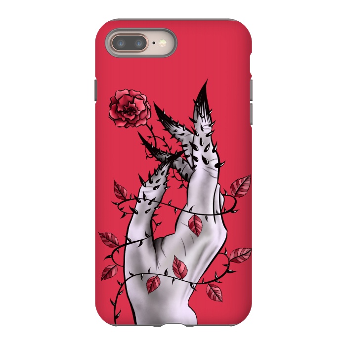 iPhone 7 plus StrongFit Deformed Hand With Thorns And Rose Horror Art by Boriana Giormova