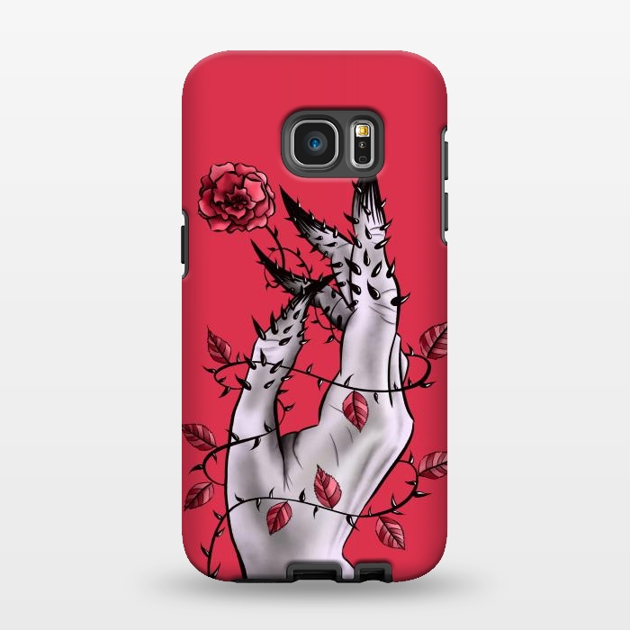 Galaxy S7 EDGE StrongFit Deformed Hand With Thorns And Rose Horror Art by Boriana Giormova