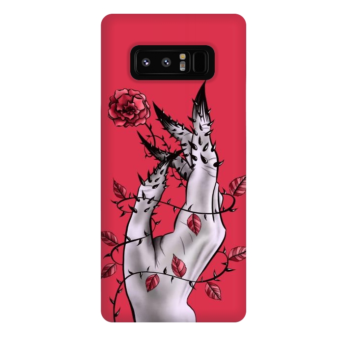 Galaxy Note 8 StrongFit Deformed Hand With Thorns And Rose Horror Art by Boriana Giormova