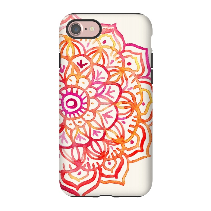iPhone 7 StrongFit Watercolor Mandala in Sunset Colors by Micklyn Le Feuvre