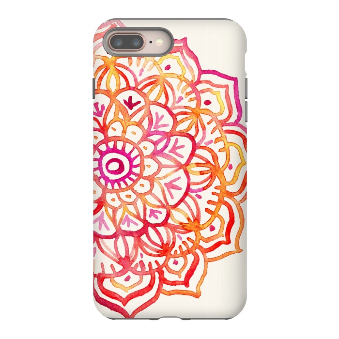 iPhone 7 plus StrongFit Watercolor Mandala in Sunset Colors by Micklyn Le Feuvre