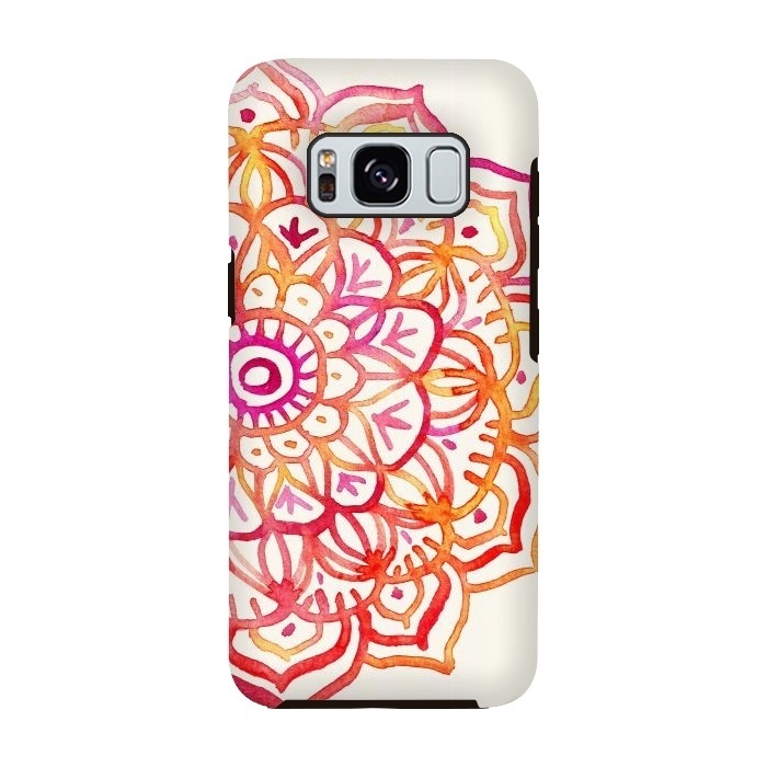 Galaxy S8 StrongFit Watercolor Mandala in Sunset Colors by Micklyn Le Feuvre