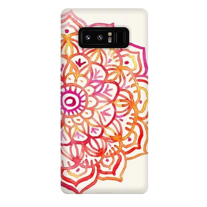 Galaxy Note 8 StrongFit Watercolor Mandala in Sunset Colors by Micklyn Le Feuvre
