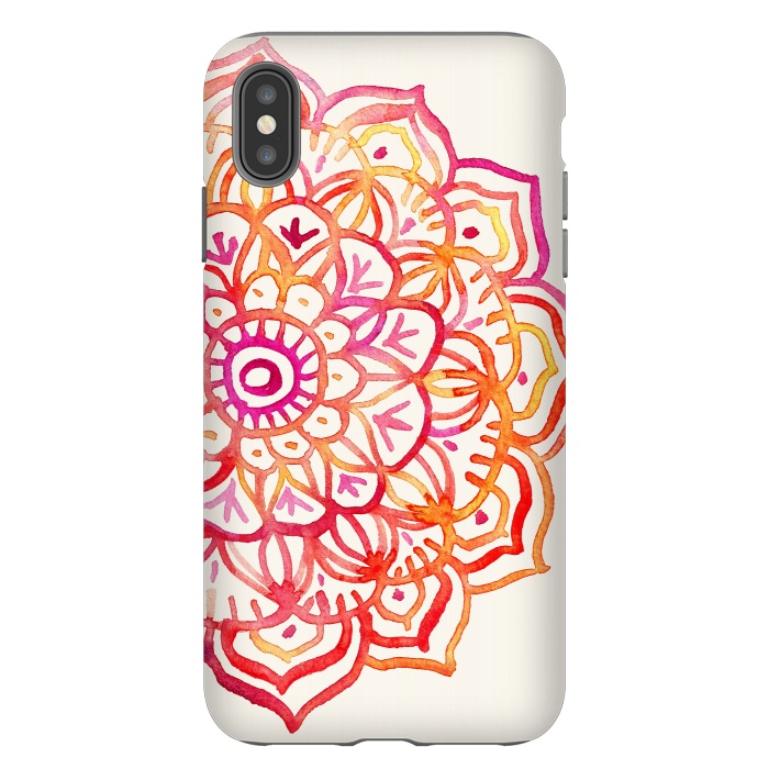 iPhone Xs Max StrongFit Watercolor Mandala in Sunset Colors by Micklyn Le Feuvre