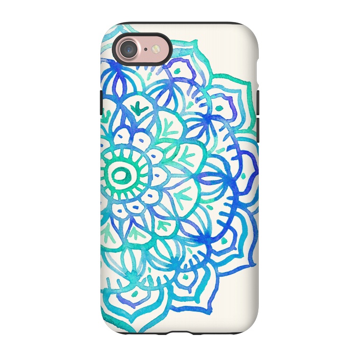 iPhone 7 StrongFit Watercolor Mandala in Ocean Colors by Micklyn Le Feuvre