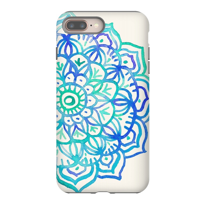 iPhone 7 plus StrongFit Watercolor Mandala in Ocean Colors by Micklyn Le Feuvre