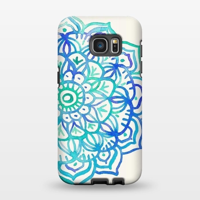Galaxy S7 EDGE StrongFit Watercolor Mandala in Ocean Colors by Micklyn Le Feuvre