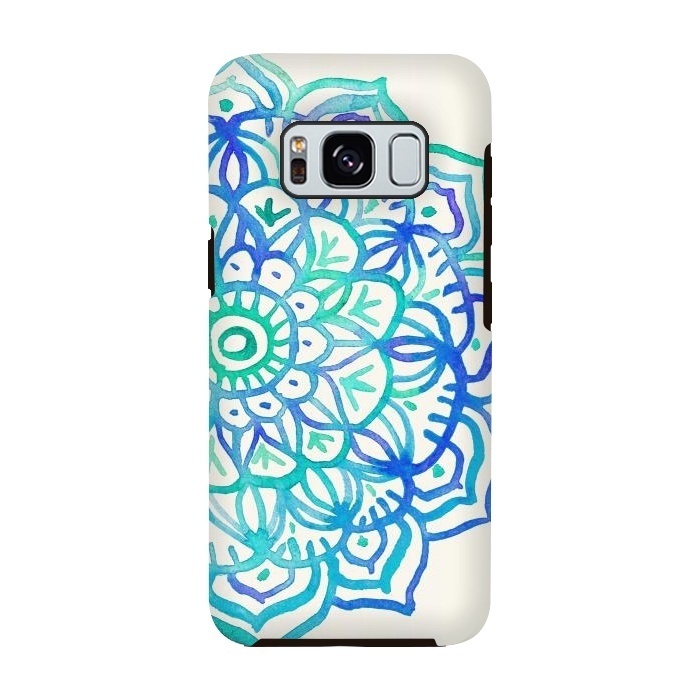 Galaxy S8 StrongFit Watercolor Mandala in Ocean Colors by Micklyn Le Feuvre