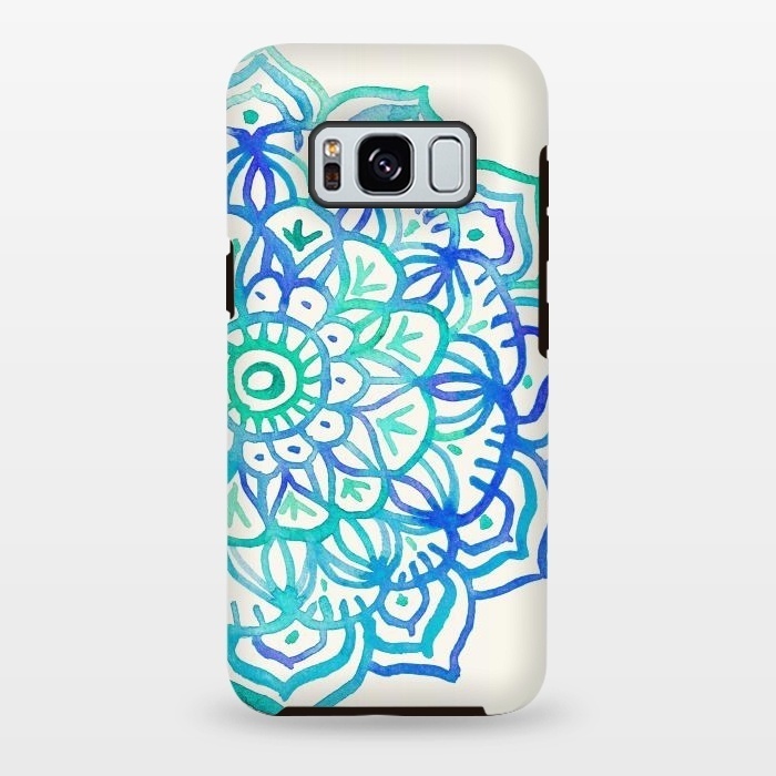 Galaxy S8 plus StrongFit Watercolor Mandala in Ocean Colors by Micklyn Le Feuvre