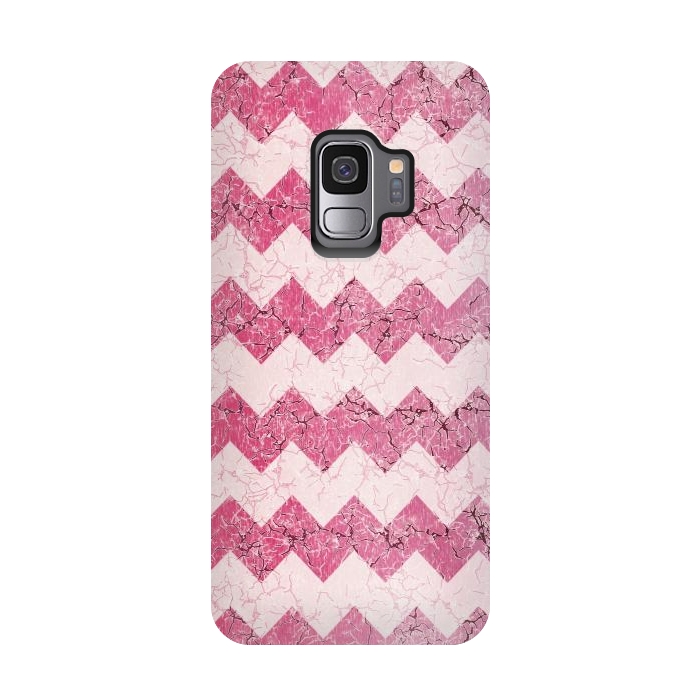 Galaxy S9 StrongFit Pink chevron by Jms