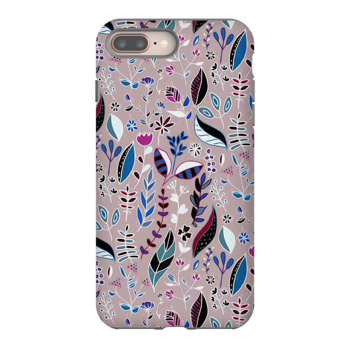 iPhone 7 plus StrongFit Vibrant Nature Doodle On soft Grey  by Tigatiga