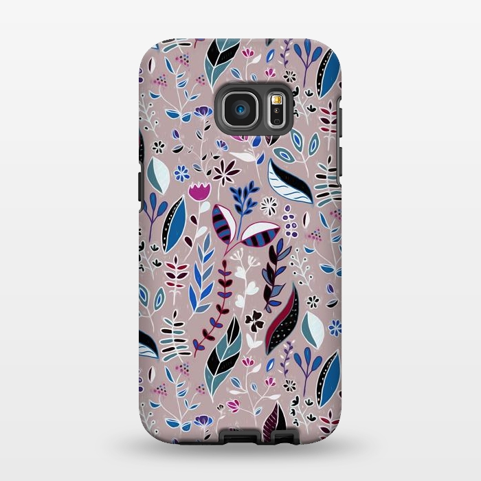 Galaxy S7 EDGE StrongFit Vibrant Nature Doodle On soft Grey  by Tigatiga
