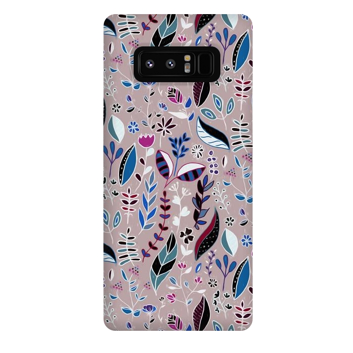 Galaxy Note 8 StrongFit Vibrant Nature Doodle On soft Grey  by Tigatiga