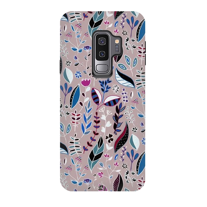 Galaxy S9 plus StrongFit Vibrant Nature Doodle On soft Grey  by Tigatiga