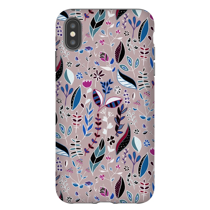 iPhone Xs Max StrongFit Vibrant Nature Doodle On soft Grey  by Tigatiga