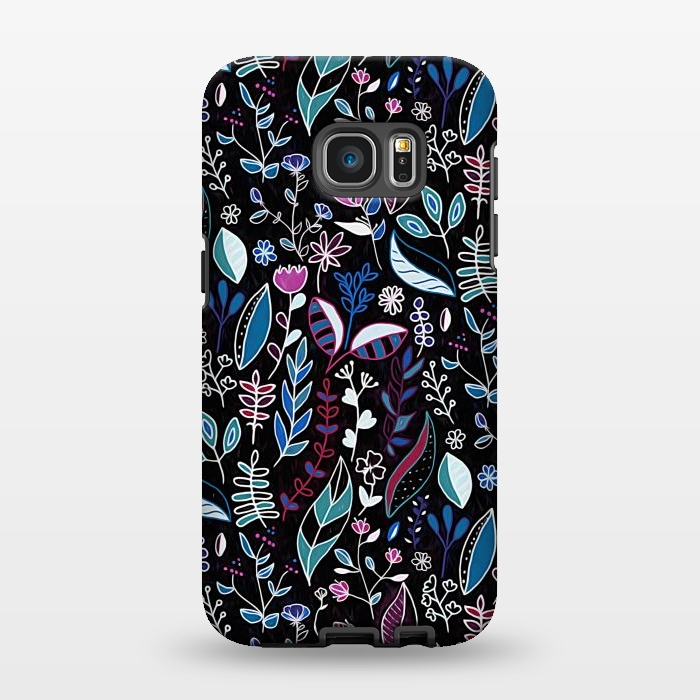 Galaxy S7 EDGE StrongFit Vibrant Midnight Nature Doodle by Tigatiga