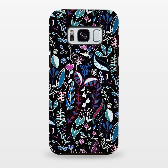 Galaxy S8 plus StrongFit Vibrant Midnight Nature Doodle by Tigatiga