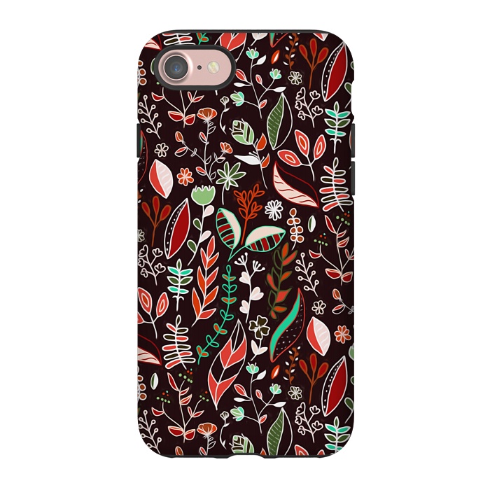 iPhone 7 StrongFit Autumn Nature Doodle On Brown  by Tigatiga