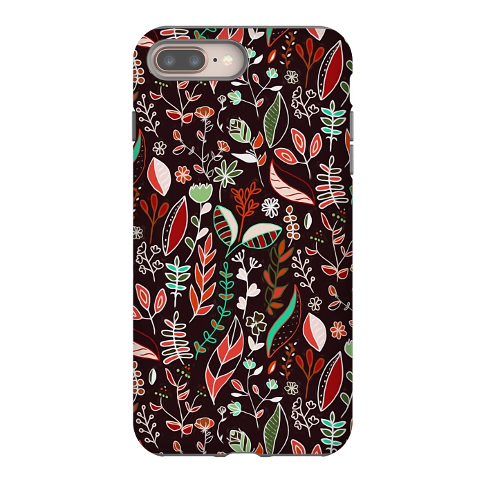 iPhone 7 plus StrongFit Autumn Nature Doodle On Brown  by Tigatiga