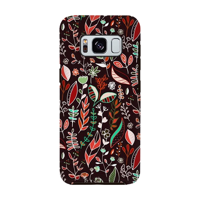 Galaxy S8 StrongFit Autumn Nature Doodle On Brown  by Tigatiga