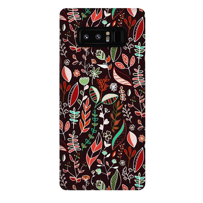 Galaxy Note 8 StrongFit Autumn Nature Doodle On Brown  by Tigatiga