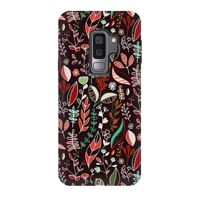 Galaxy S9 plus StrongFit Autumn Nature Doodle On Brown  by Tigatiga