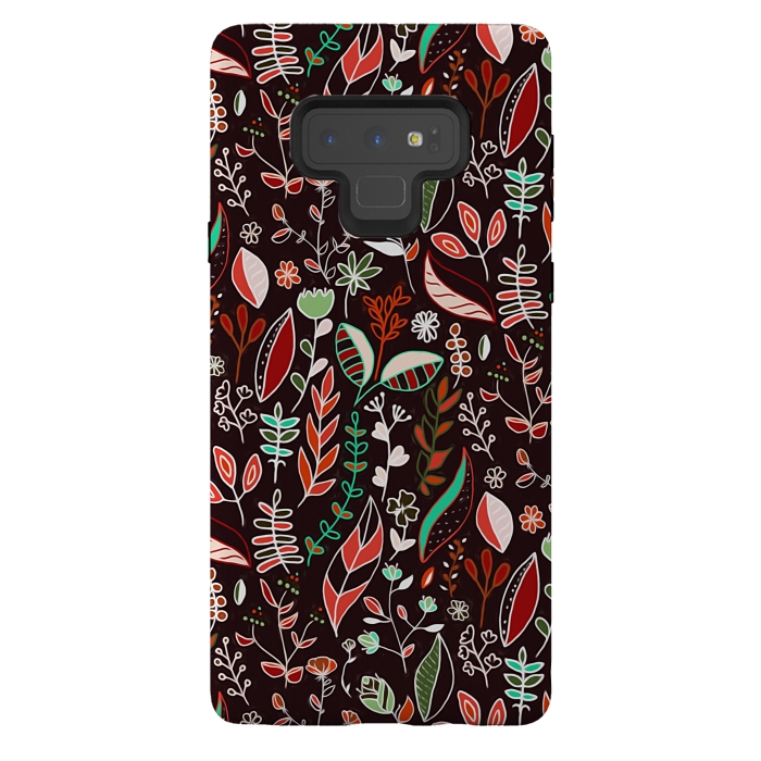 Galaxy Note 9 StrongFit Autumn Nature Doodle On Brown  by Tigatiga