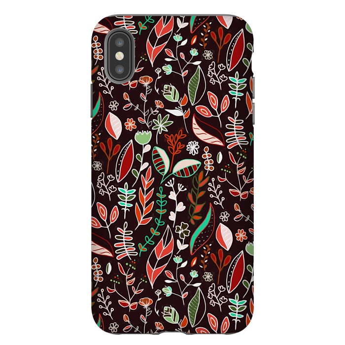 iPhone Xs Max StrongFit Autumn Nature Doodle On Brown  by Tigatiga