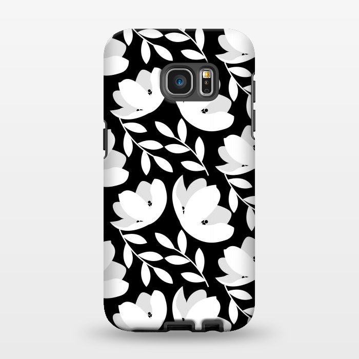 Galaxy S7 EDGE StrongFit Black and White Floral Pattern by Allgirls Studio